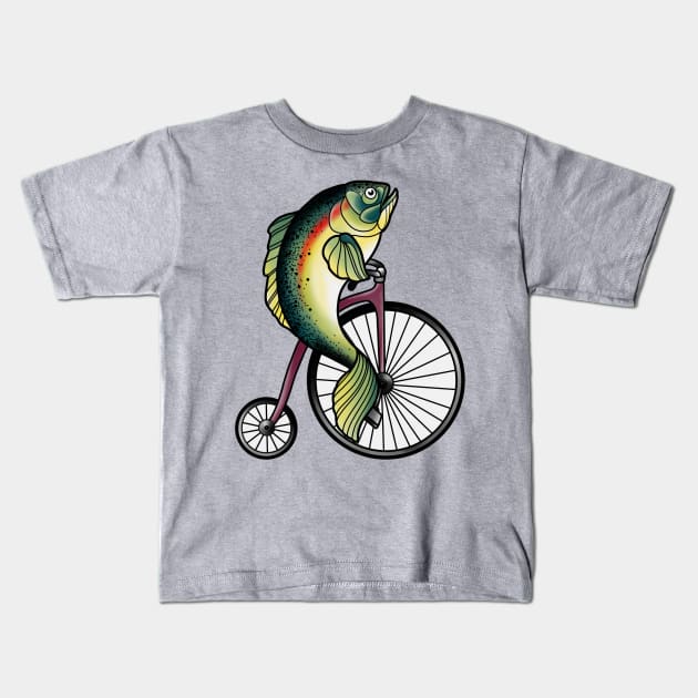 Fish without a bicycle Kids T-Shirt by Amandahinrichs